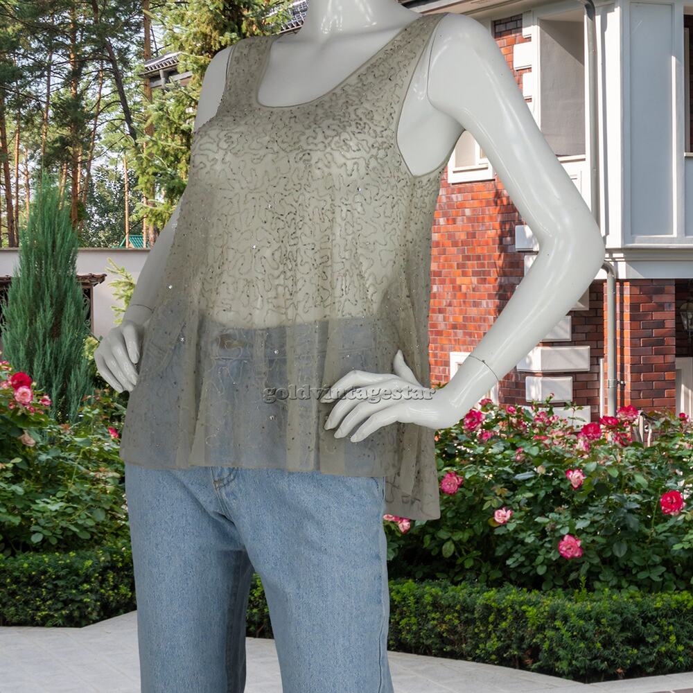 Chan Luu Nude Handmade Beaded Boho Festival Party Evening Tank Top Blouse Medium